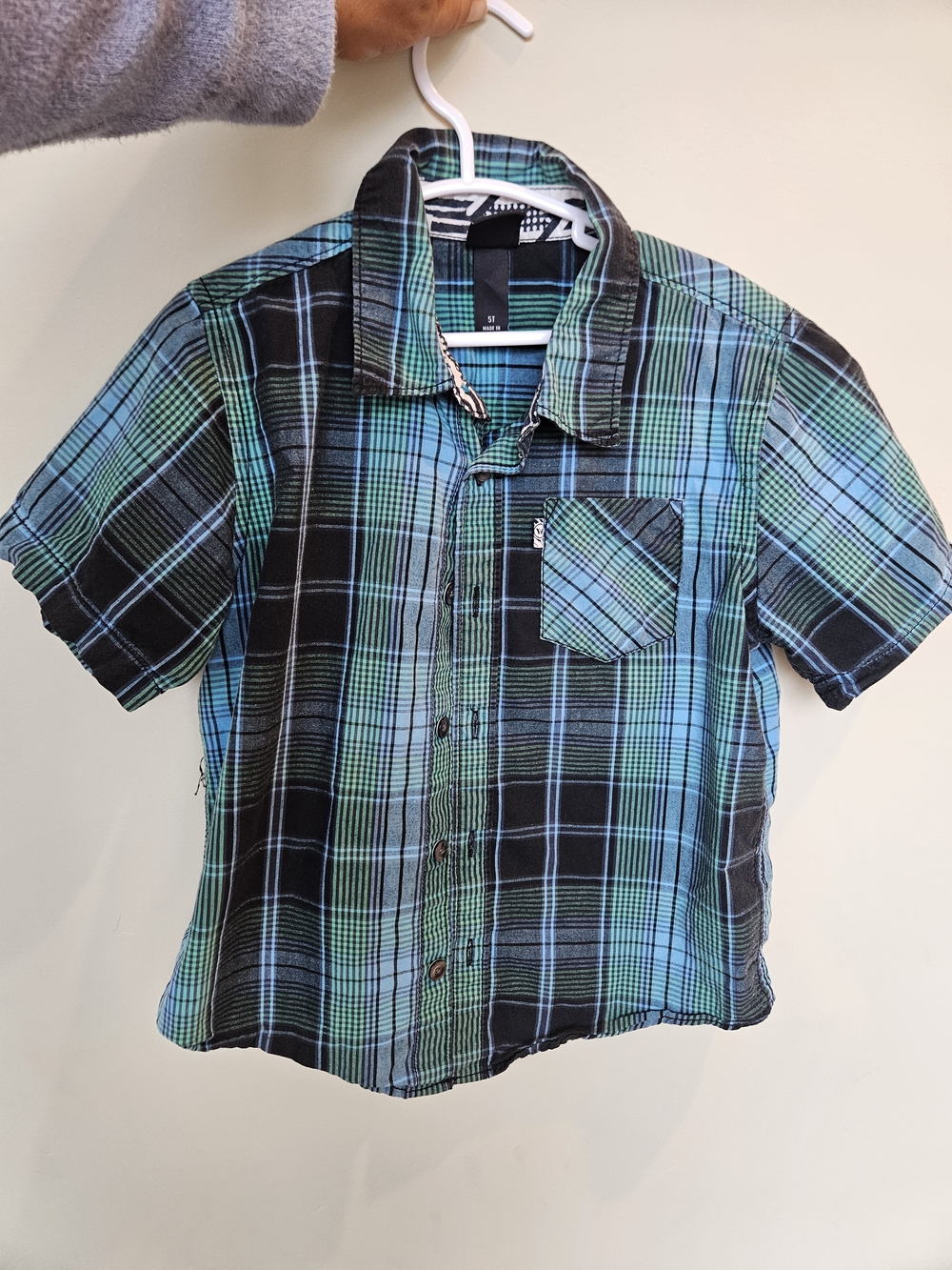 Shaun White Green & Blue Plaid Kids Button-Up Shirt